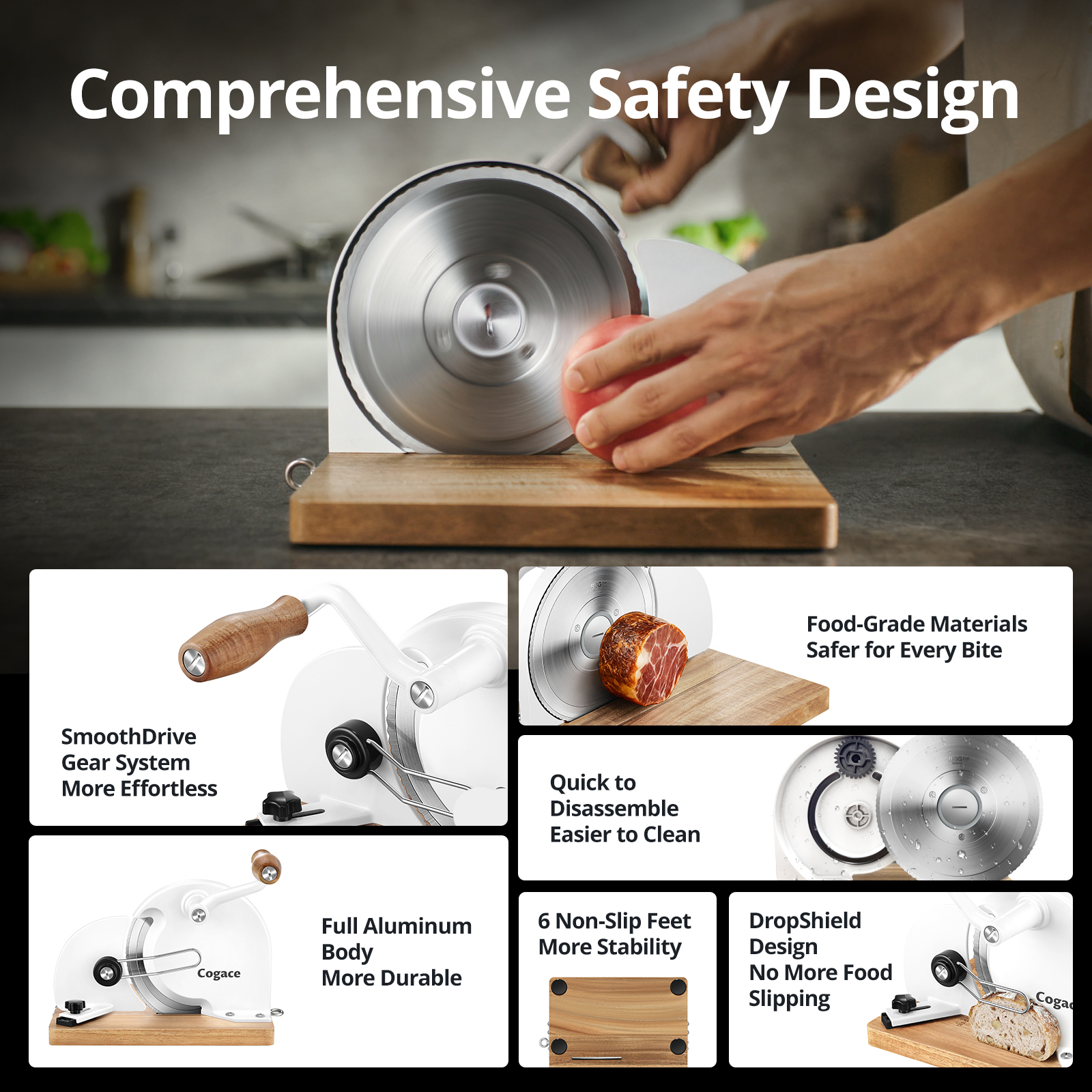 Cogace Master Manual Food Slicer with RSG 6.7'' Blade