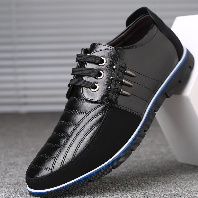 Comfy PU Business Shoes, Men's Casual Lace Up Work Shoes Faux Leather 
