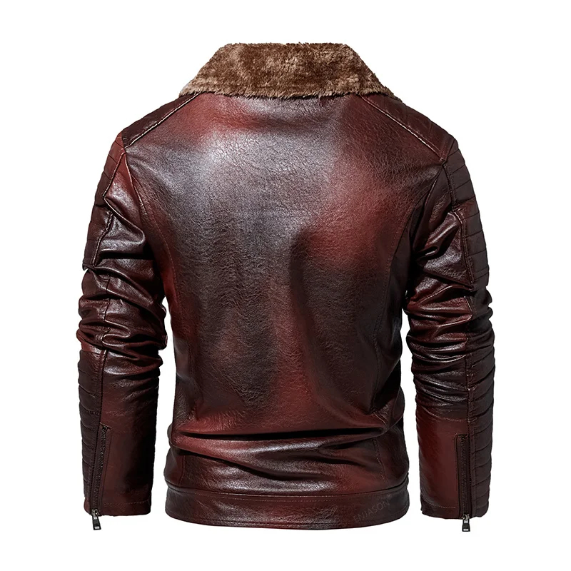 Winter Fleece Motorcycle Faux Leather Jacket