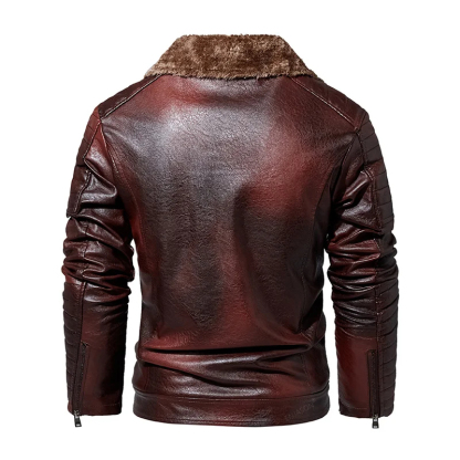 Winter Fleece Motorcycle Faux Leather Jacket