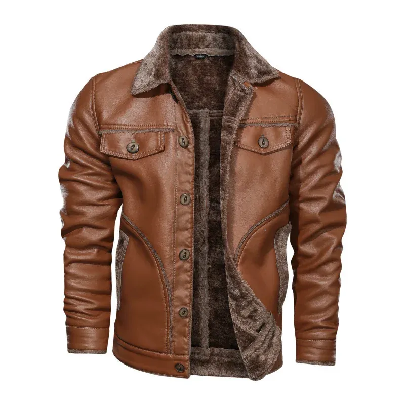 Men's Lapel Motorcycle Leather Jacket