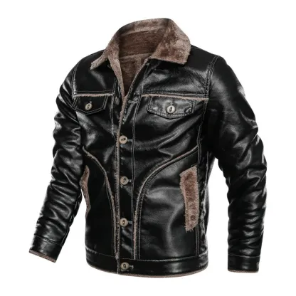 Men's Lapel Motorcycle Leather Jacket