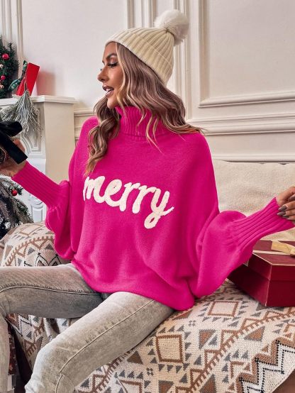 Women's Christmas Turtleneck Loose Outer Sweater