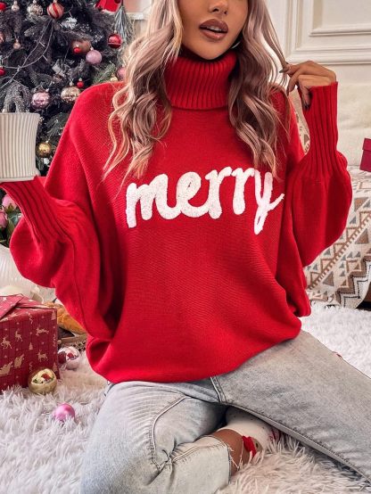 Women's Christmas Turtleneck Loose Outer Sweater