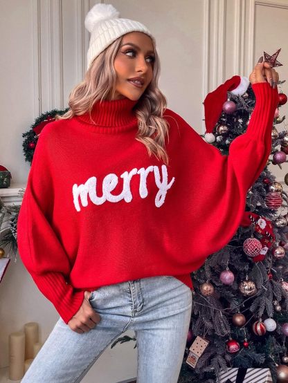 Women's Christmas Turtleneck Loose Outer Sweater