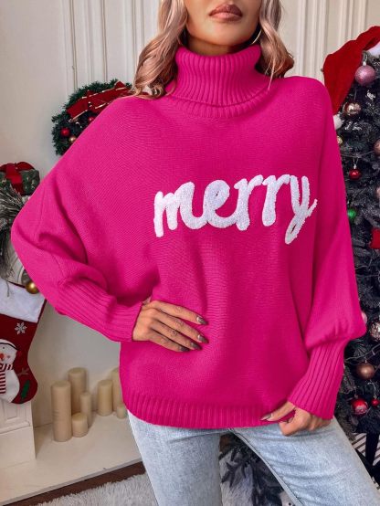 Women's Christmas Turtleneck Loose Outer Sweater