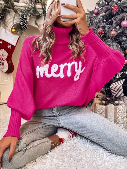 Women's Christmas Turtleneck Loose Outer Sweater