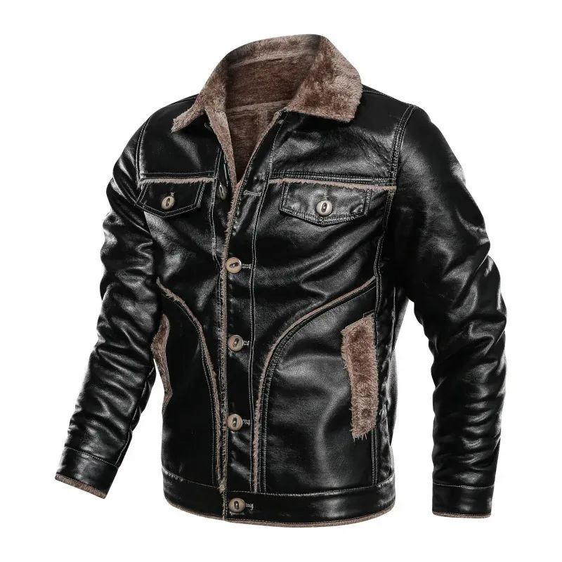 Men's Lapel Motorcycle Leather Jacket