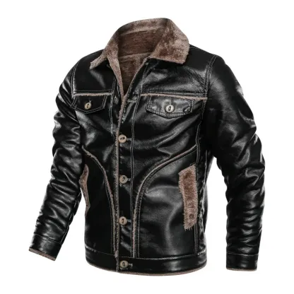 Men's Lapel Motorcycle Leather Jacket