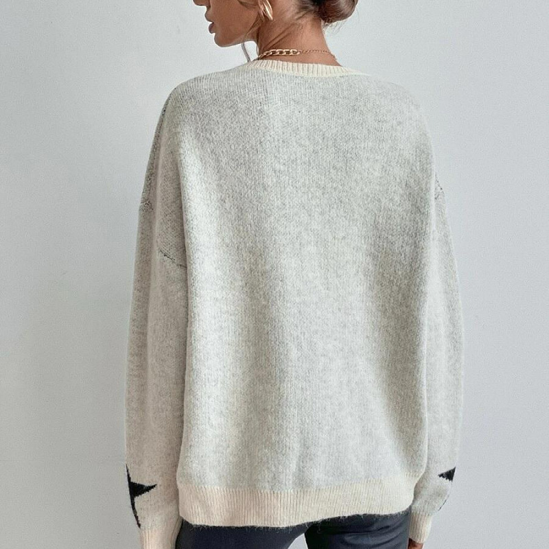 Vintage Star Pattern Pullover Sweater