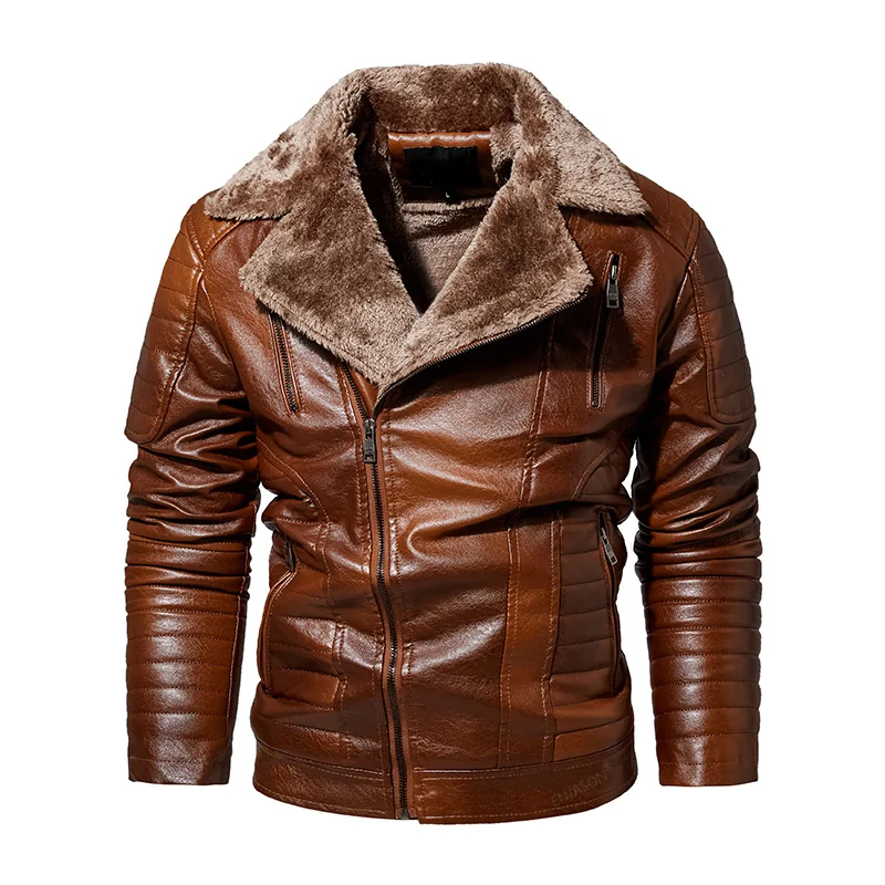 Winter Fleece Motorcycle Faux Leather Jacket