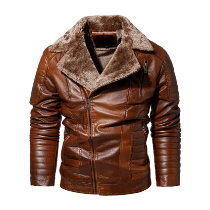 Winter Fleece Motorcycle Faux Leather Jacket