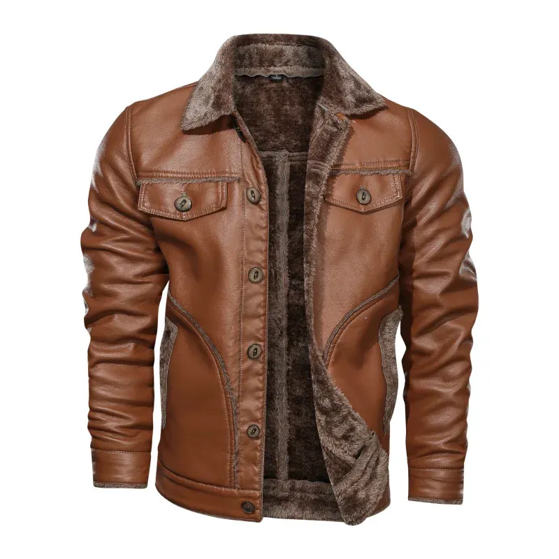 Men's Lapel Motorcycle Leather Jacket