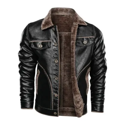 Men's Lapel Motorcycle Leather Jacket