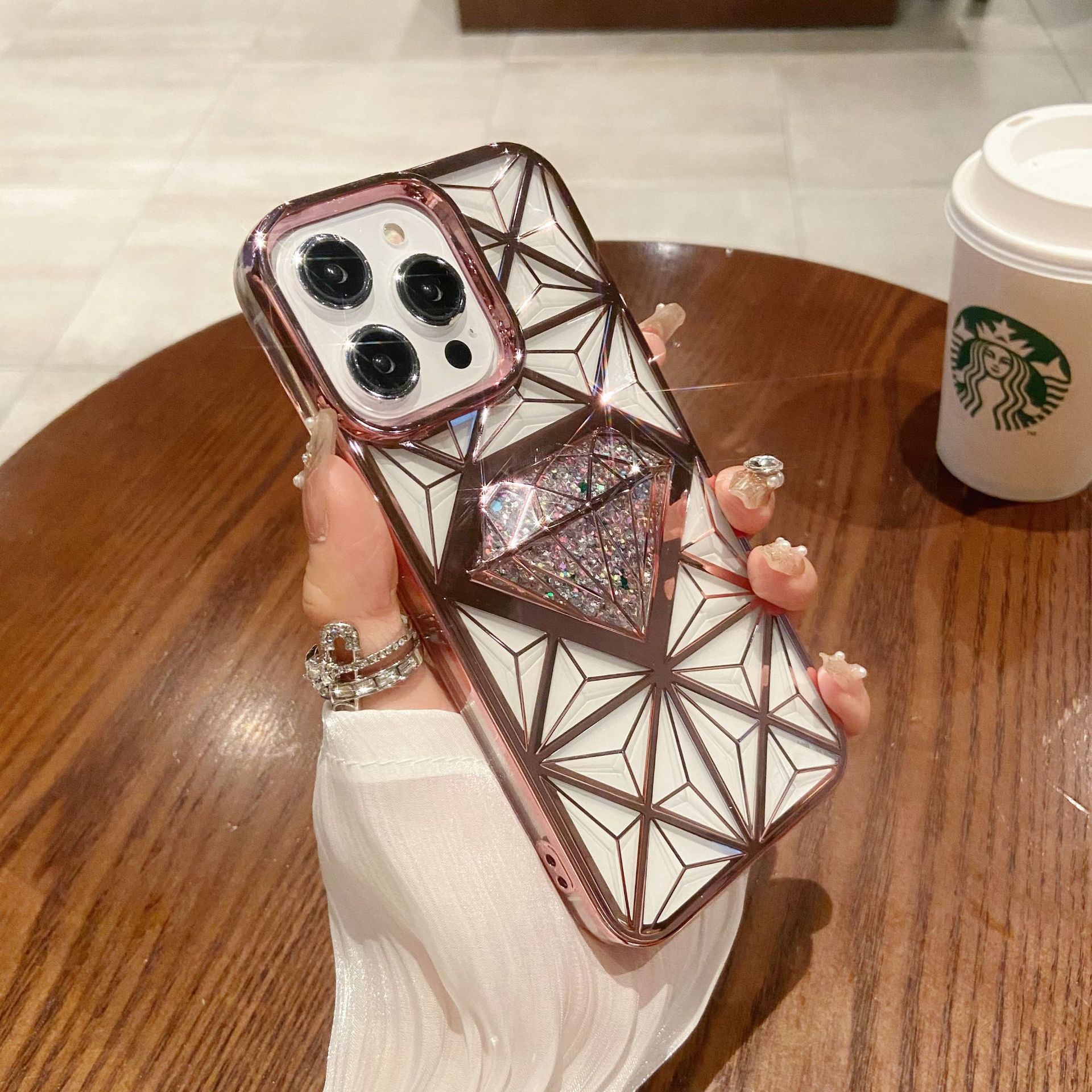 🌬🥰✨Trimatis deimantinis/galvanizuotas mobiliojo telefono dėklas, tinkantis iphone📱gradiento blizgučiais apsaugine danga💍👉