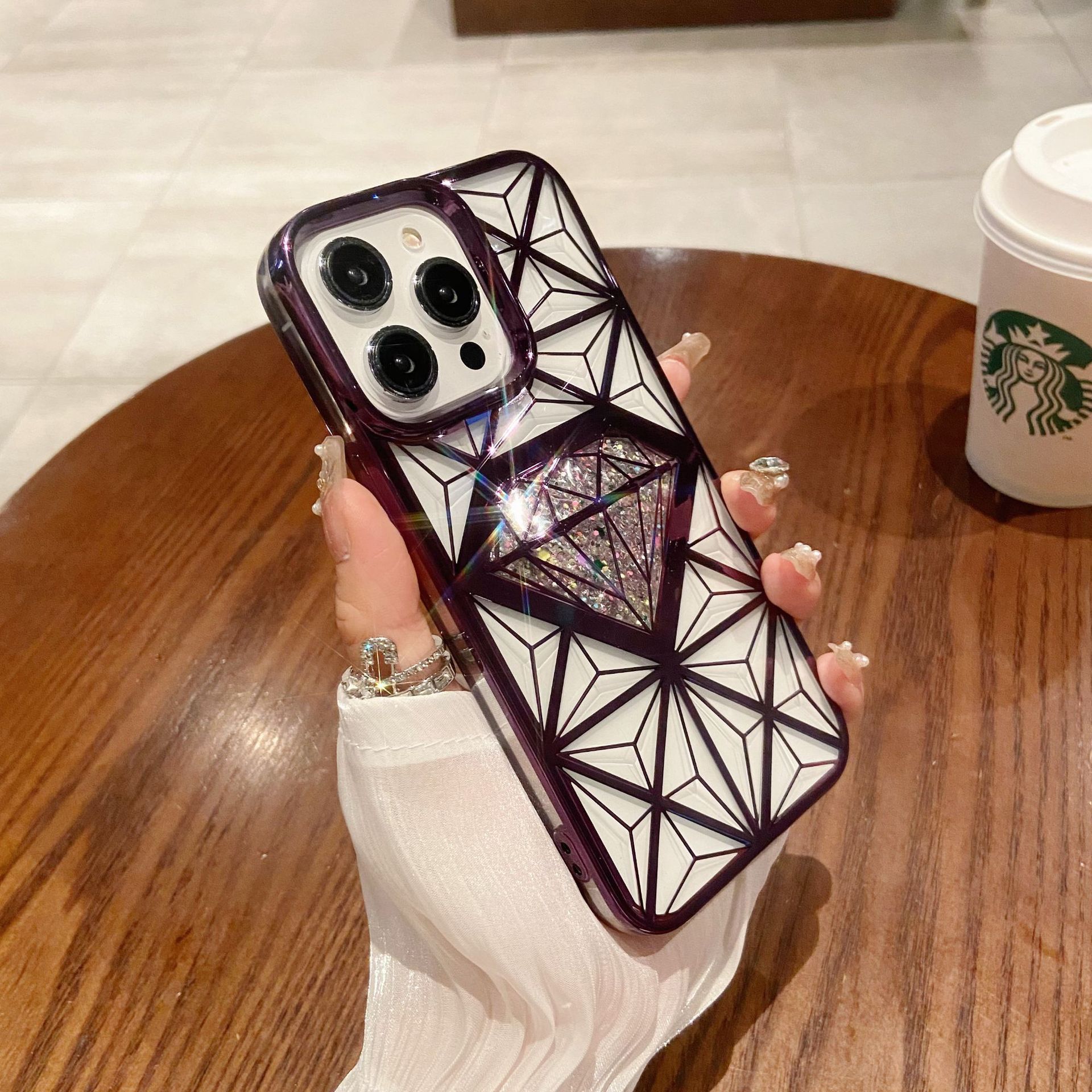 🌬🥰✨Trimatis deimantinis/galvanizuotas mobiliojo telefono dėklas, tinkantis iphone📱gradiento blizgučiais apsaugine danga💍👉