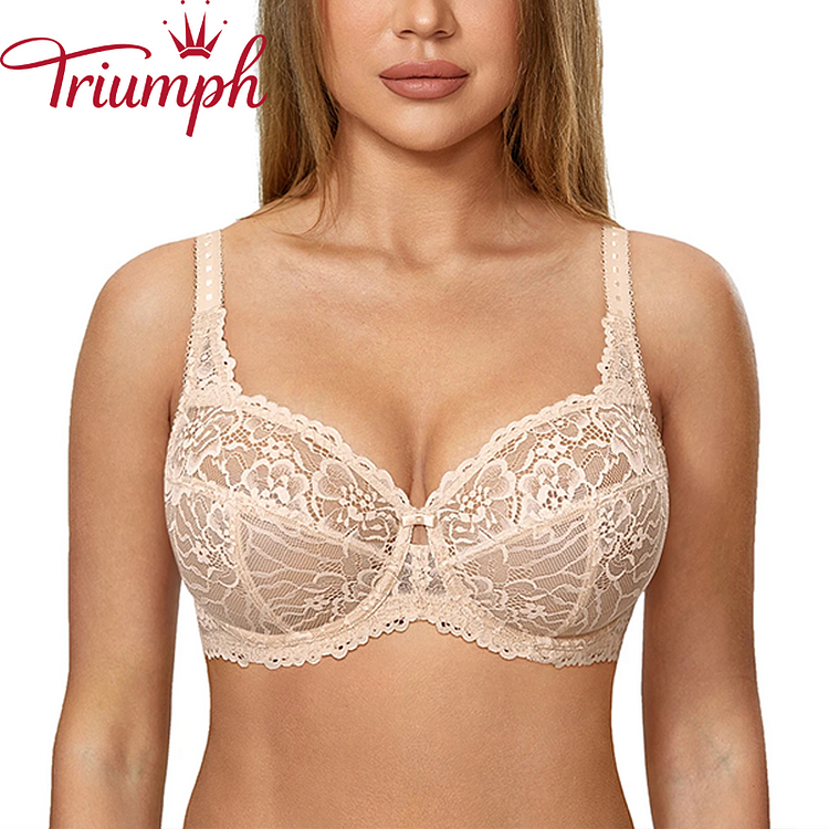 ✨Triumph - (3 piraso) Seksuali permatoma nėriniuota liemenėlė [75A-110E]