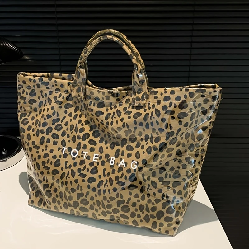 2025✨ Leopardo rašto pečių krepšys - pagamintas iš patvarios sintetinės medžiagos, su reguliuojamais dirželiais ir užsegimu, erdvus laisvalaikio pečių krepšys kasdieniam naudojimui, paplūdimiui, apsipirkimui (įvairios spalvos), būtinas paplūdimio krepšys 