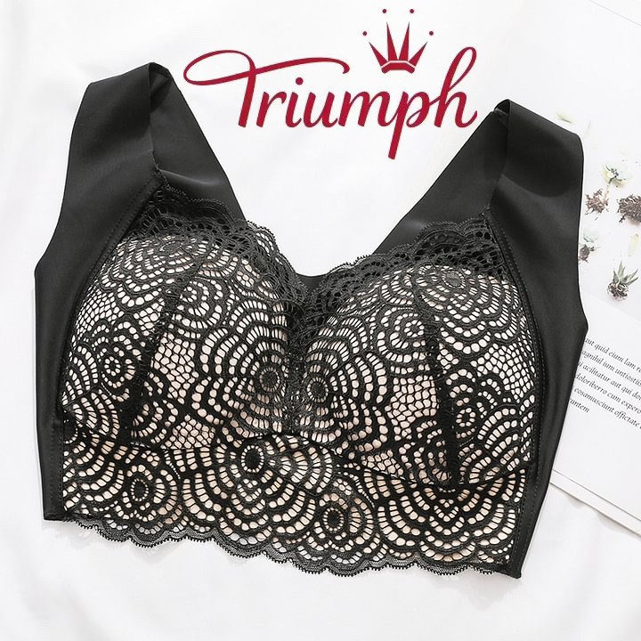 Ribotas pasiūlymas 50% nuolaida - Triumph -Nėrinių liemenėlė be vielos, išsiuvinėta