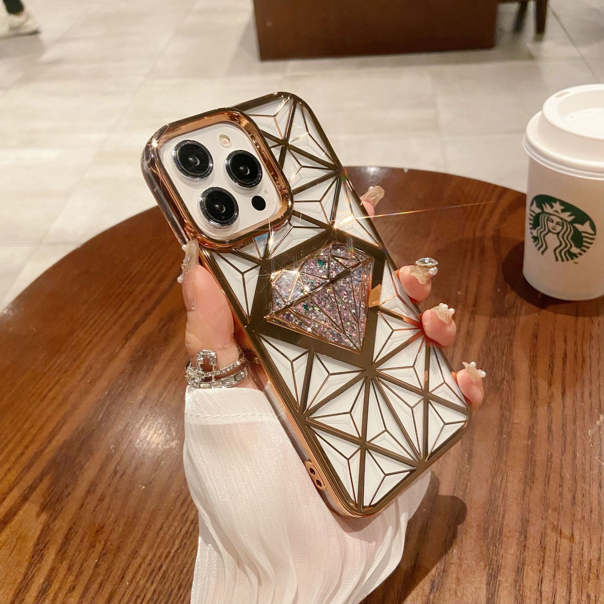 🌬🥰✨Trimatis deimantinis/galvanizuotas mobiliojo telefono dėklas, tinkantis iphone📱gradiento blizgučiais apsaugine danga💍👉