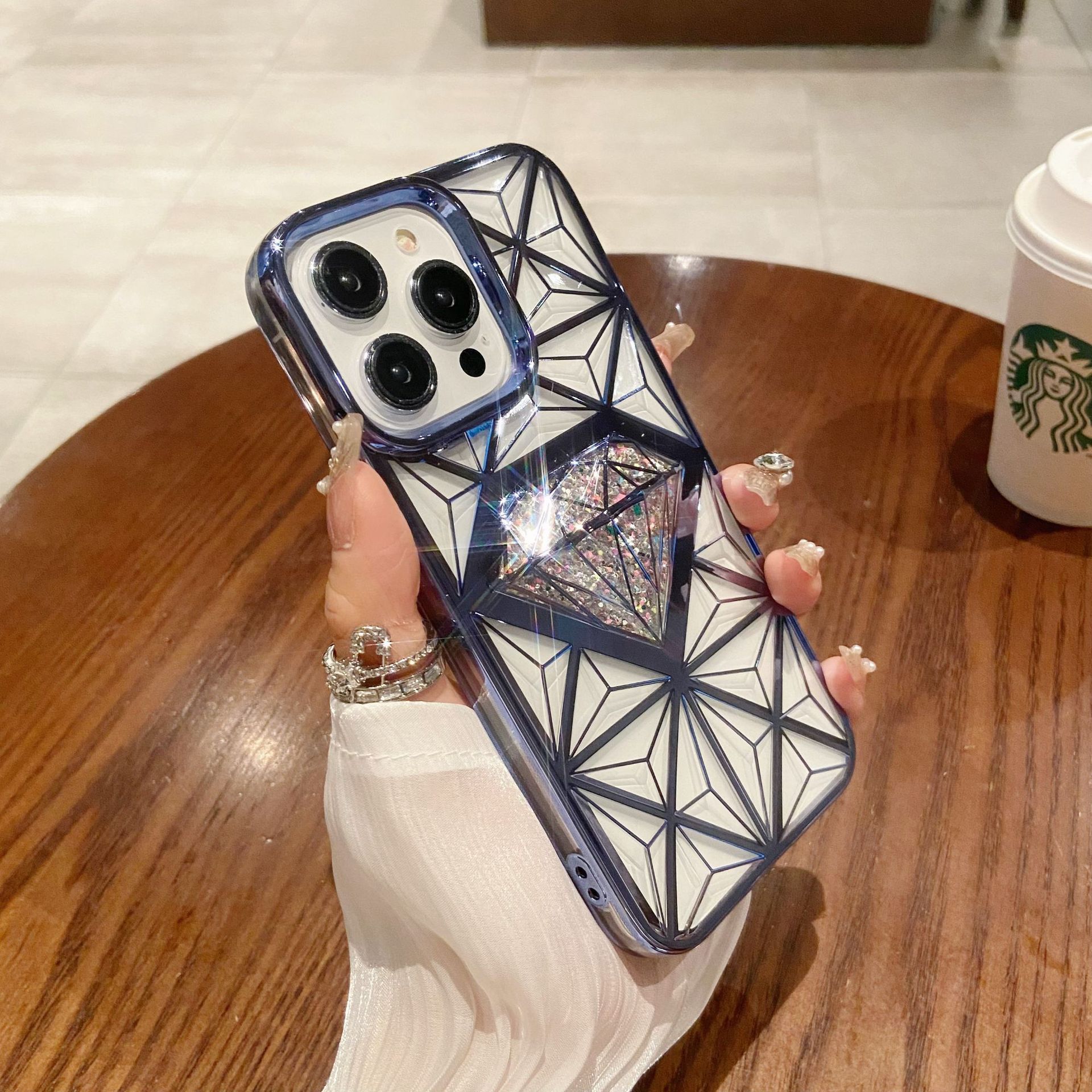 🌬🥰✨Trimatis deimantinis/galvanizuotas mobiliojo telefono dėklas, tinkantis iphone📱gradiento blizgučiais apsaugine danga💍👉