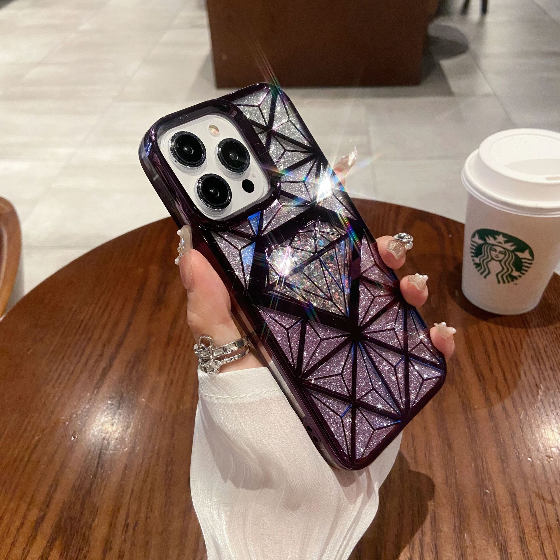 🌬🥰✨Trimatis deimantinis/galvanizuotas mobiliojo telefono dėklas, tinkantis iphone📱gradiento blizgučiais apsaugine danga💍👉