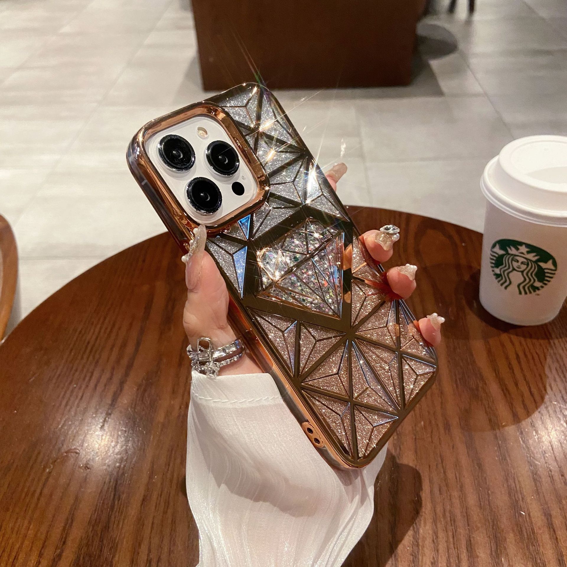 🌬🥰✨Trimatis deimantinis/galvanizuotas mobiliojo telefono dėklas, tinkantis iphone📱gradiento blizgučiais apsaugine danga💍👉