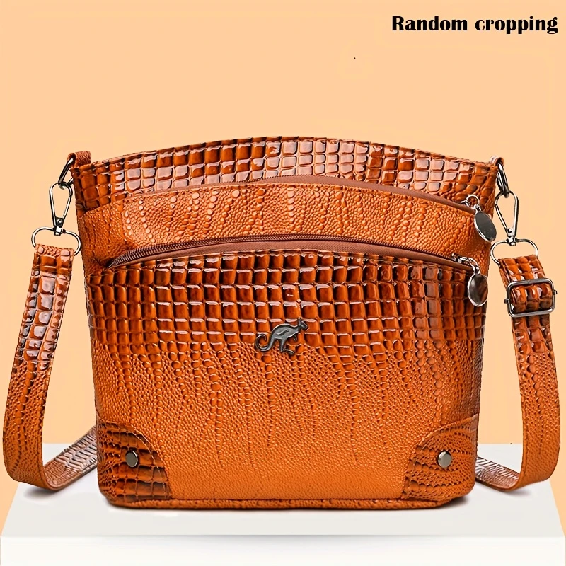 Naiste moodne retro krokodillimustriga kullerkott, mitme taskuga õlakott, igapäevane pendelrännaku sadulakott, reisikott