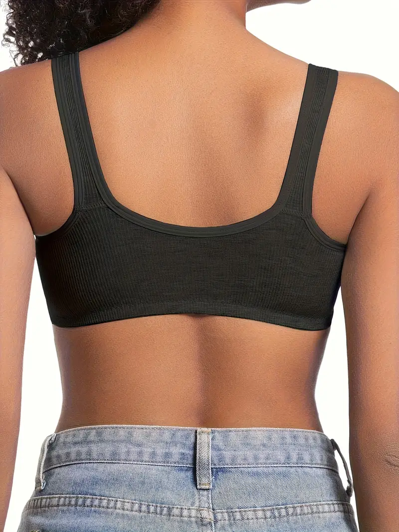 3件装可调节前扣式聚拢文胸 - 无钢圈交叉背设计,侧边支撑,中等支持与弹性舒适感,适合日常穿着、健身房使用,春夏季 - 可机洗,可调节运动文胸,优雅设计,中等弹力 详情 3