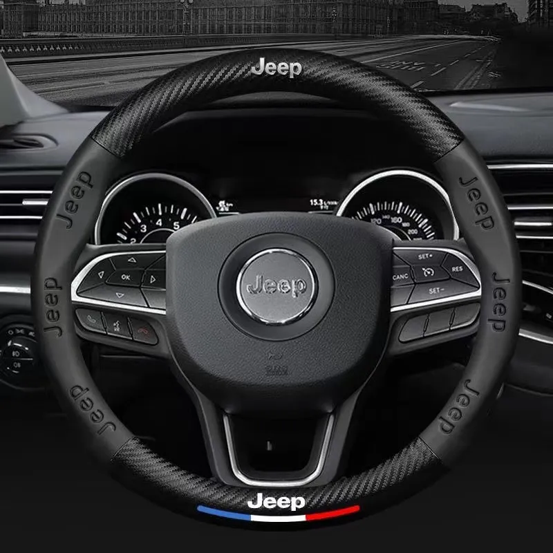 [3D reljefinis automobilio logotipas] Anglies pluošto vairo dangtis, universalus visiems sezonams, sugeriantis neslystantis rankenos dangteliai įvairiems modeliams