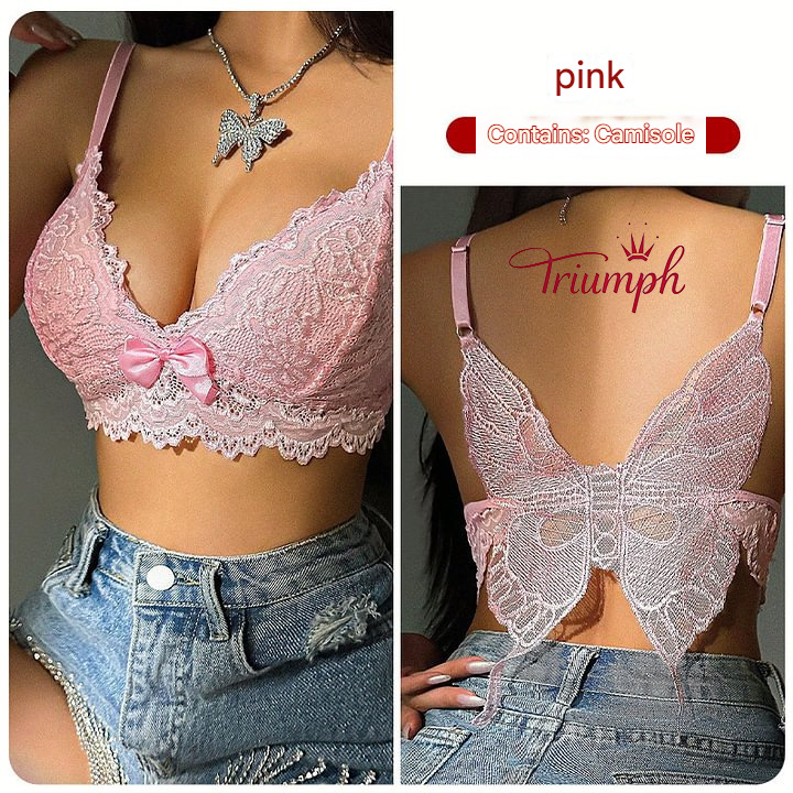 👙Triumph - 3 vnt. 💥Perkamiausia V formos iškirptė nėriniuota liemenėlė be peteliškės