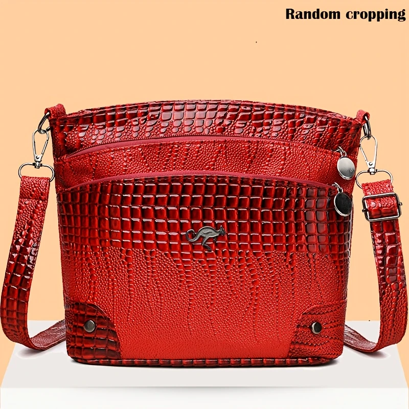 Naiste moodne retro krokodillimustriga kullerkott, mitme taskuga õlakott, igapäevane pendelrännaku sadulakott, reisikott