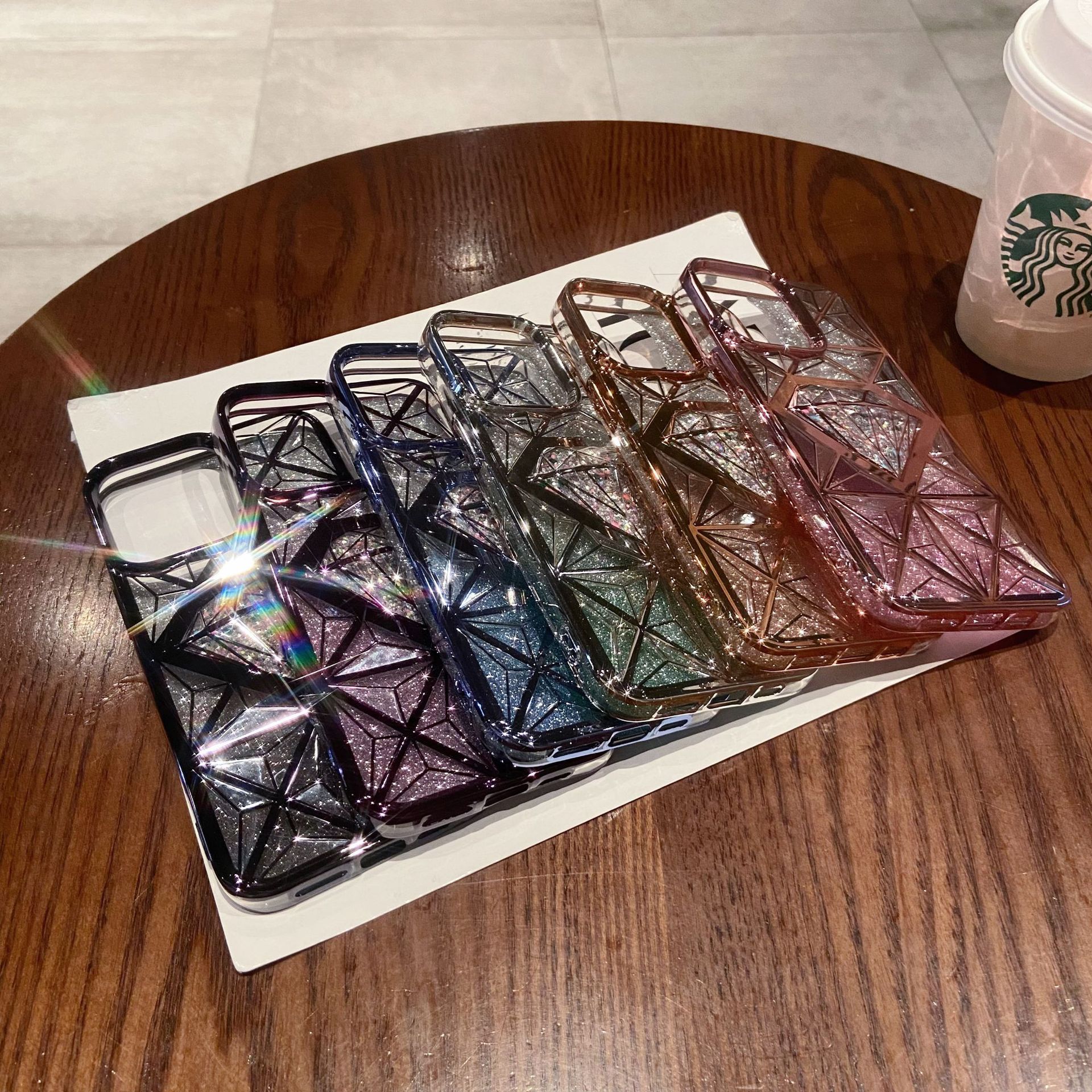 🌬🥰✨Trimatis deimantinis/galvanizuotas mobiliojo telefono dėklas, tinkantis iphone📱gradiento blizgučiais apsaugine danga💍👉