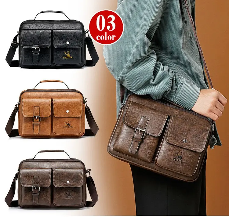 👜 Ανδρική τσάντα ώμου από γνήσιο δέρμα, ρετρό στυλ, νέα του 2025