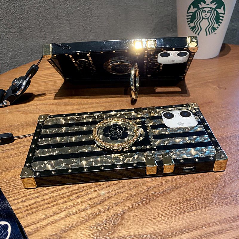 🌬🥰Aukštos klasės mados prekės ženklo iPhone Fashion Square Diamond Holder mobiliojo telefono dėklas📱 💍👉