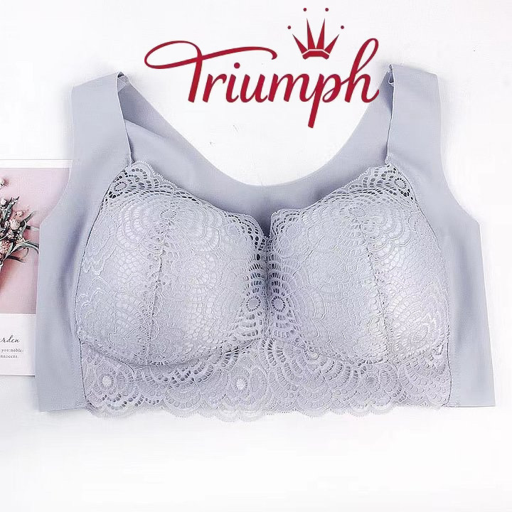 Ribotas pasiūlymas 50% nuolaida - Triumph -Nėrinių liemenėlė be vielos, išsiuvinėta