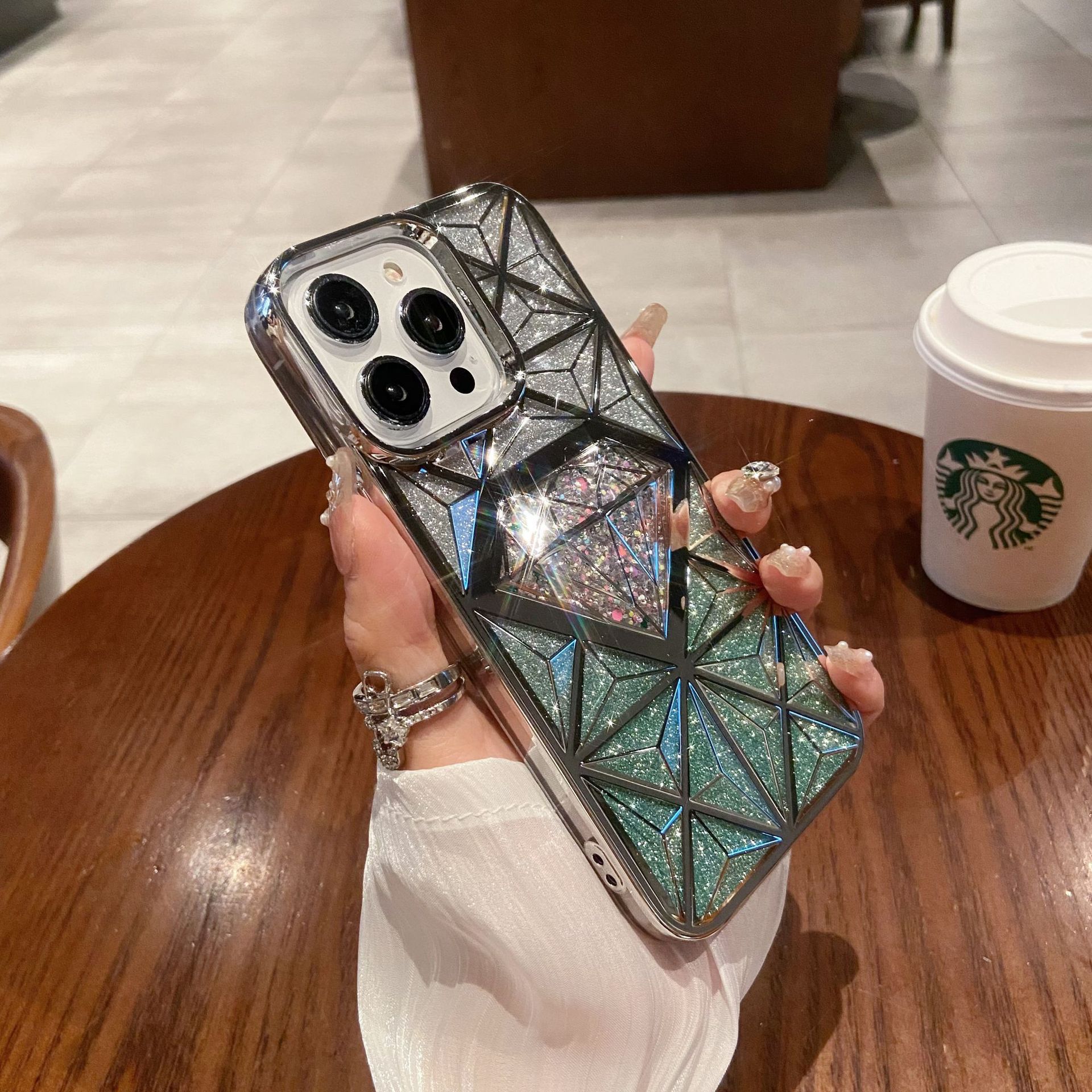 🌬🥰✨Trimatis deimantinis/galvanizuotas mobiliojo telefono dėklas, tinkantis iphone📱gradiento blizgučiais apsaugine danga💍👉