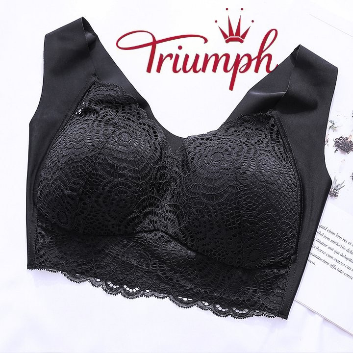 Ribotas pasiūlymas 50% nuolaida - Triumph -Nėrinių liemenėlė be vielos, išsiuvinėta