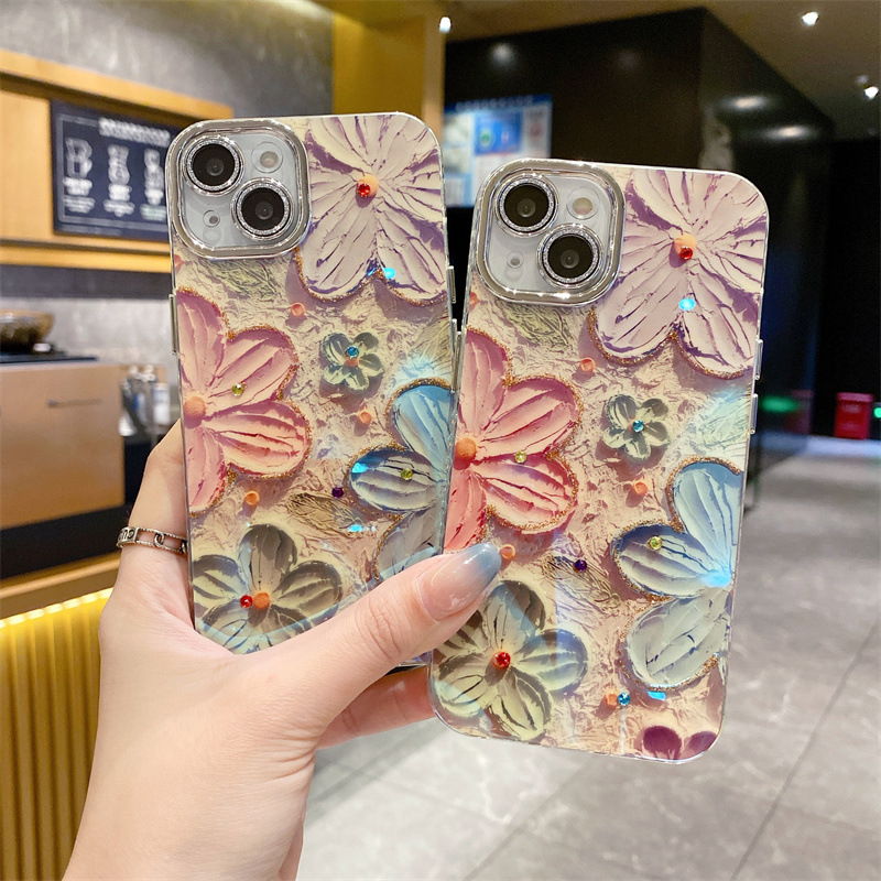 🌬🥰Crystal Flowers Aliejinė tapyba✨Tinka iPhone dėklui📱💍Viskas įskaičiuota nuo kritimo lęšis👉