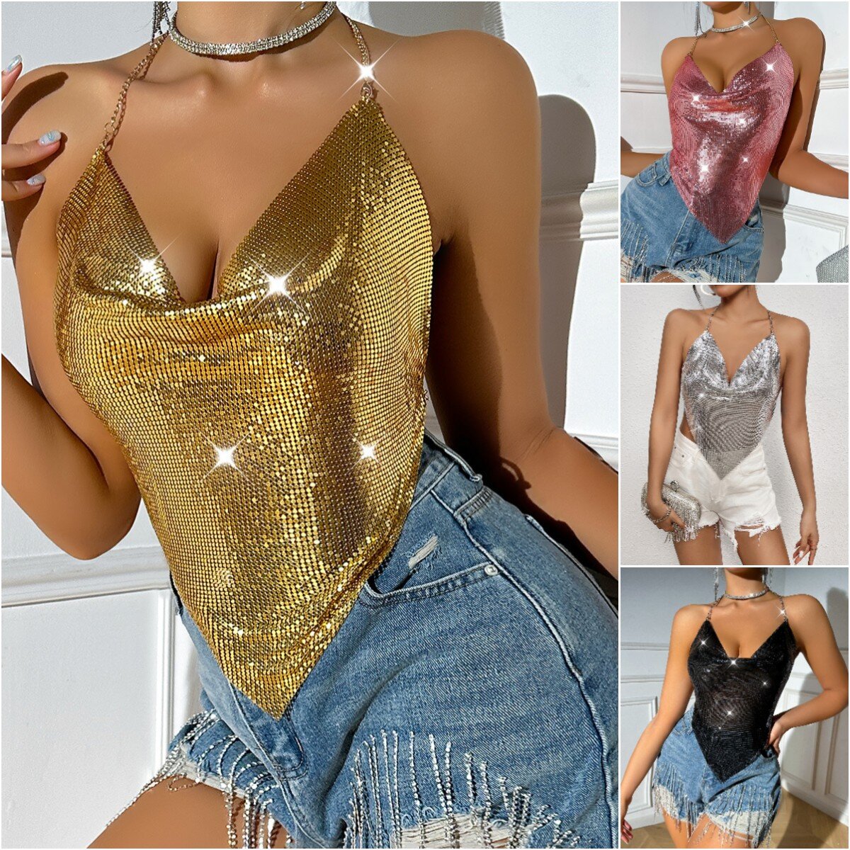 ins seksualus metalinis grandinėlės dirželis su blizgučiais su petnešėlėmis