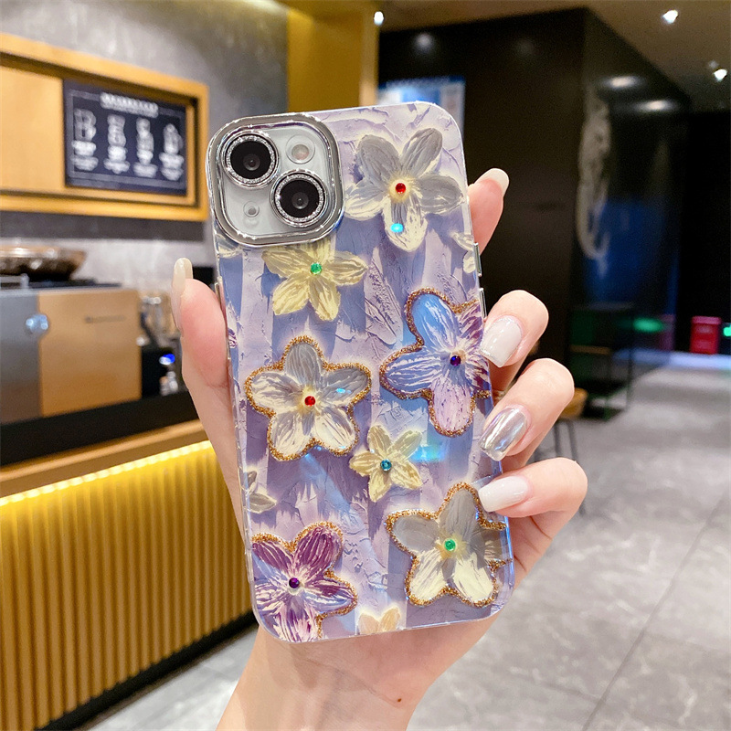 🌬🥰Crystal Flowers Aliejinė tapyba✨Tinka iPhone dėklui📱💍Viskas įskaičiuota nuo kritimo lęšis👉