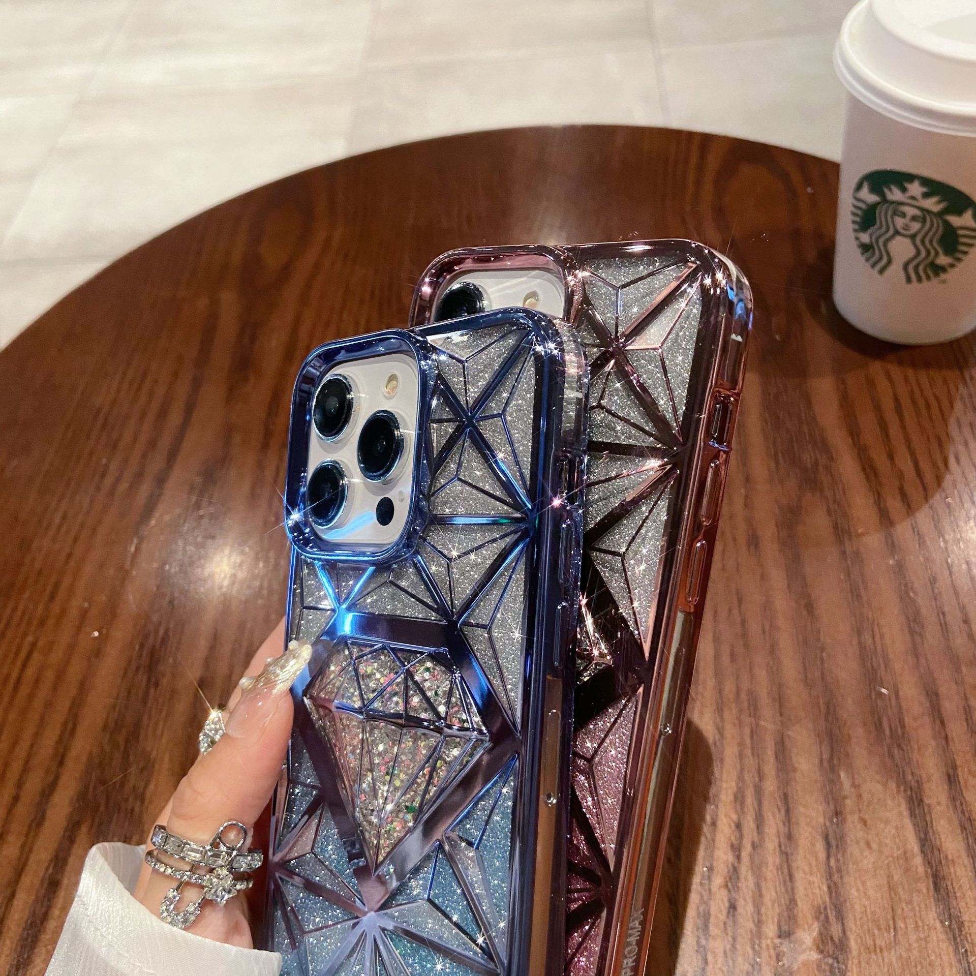 🌬🥰✨Trimatis deimantinis/galvanizuotas mobiliojo telefono dėklas, tinkantis iphone📱gradiento blizgučiais apsaugine danga💍👉