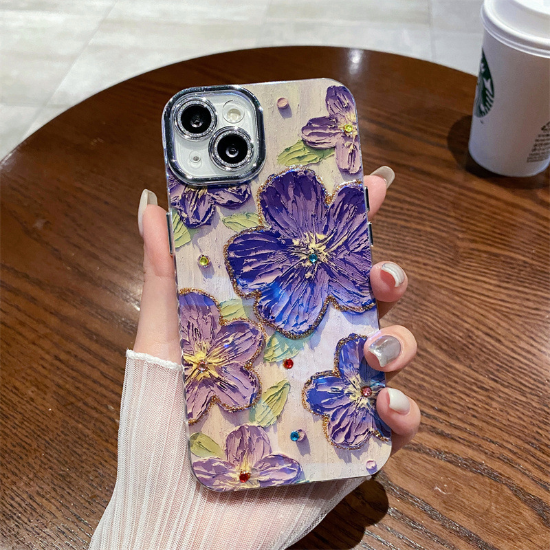 🌬🥰Crystal Flowers Aliejinė tapyba✨Tinka iPhone dėklui📱💍Viskas įskaičiuota nuo kritimo lęšis👉