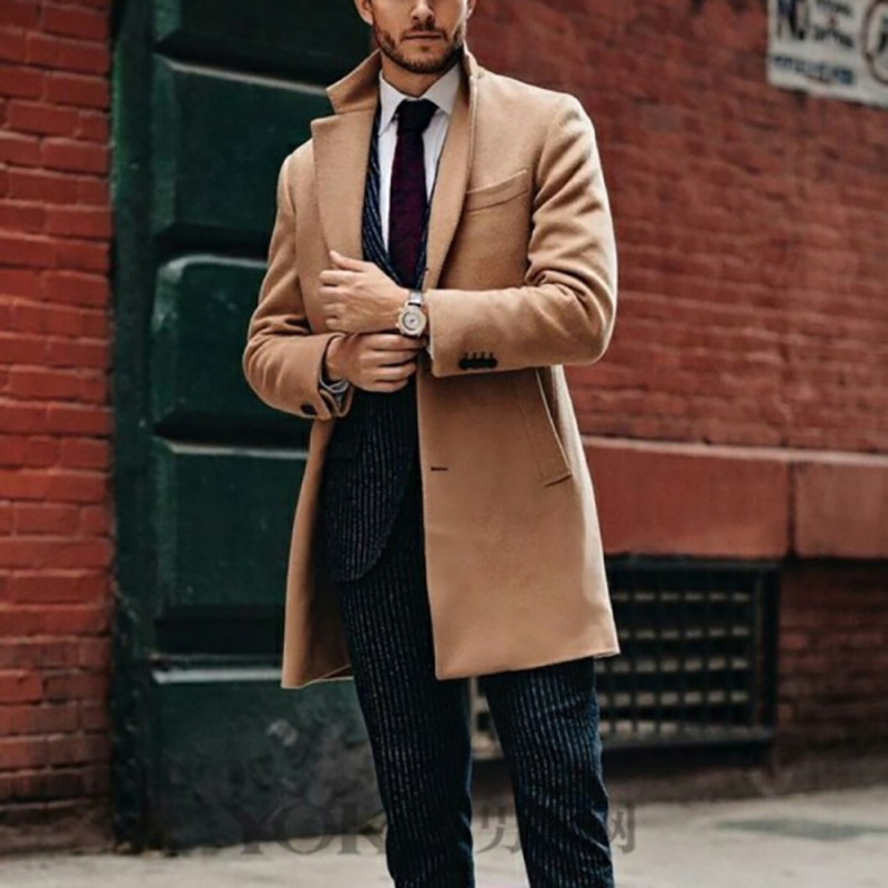 [Os homens da moda devem ter] Casaco de lã britânico de manga comprida outono e inverno casaco de lã
