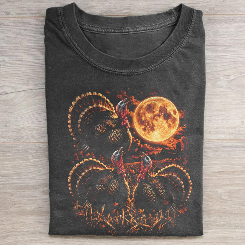 Three Turkeys Moon T-shirt