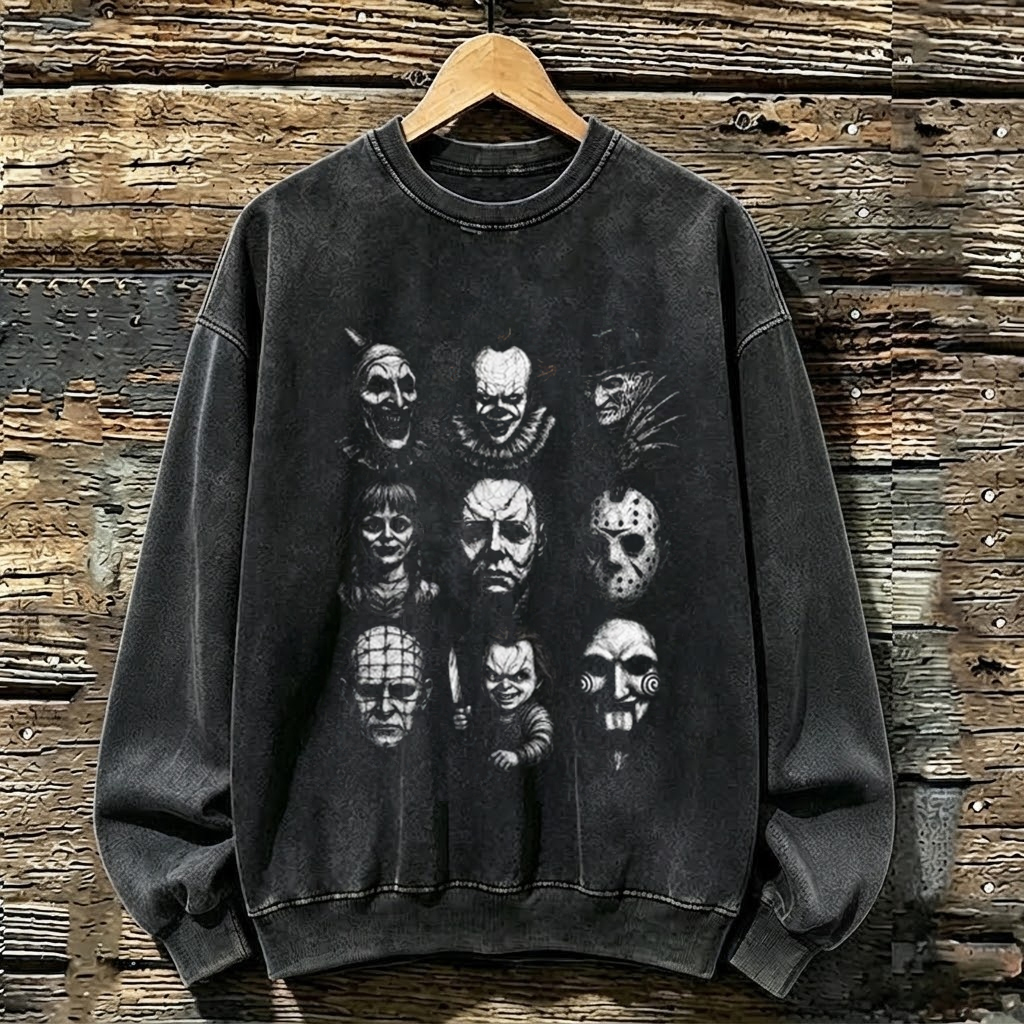 Vintage Horror Movie Graphic Sweatshirt