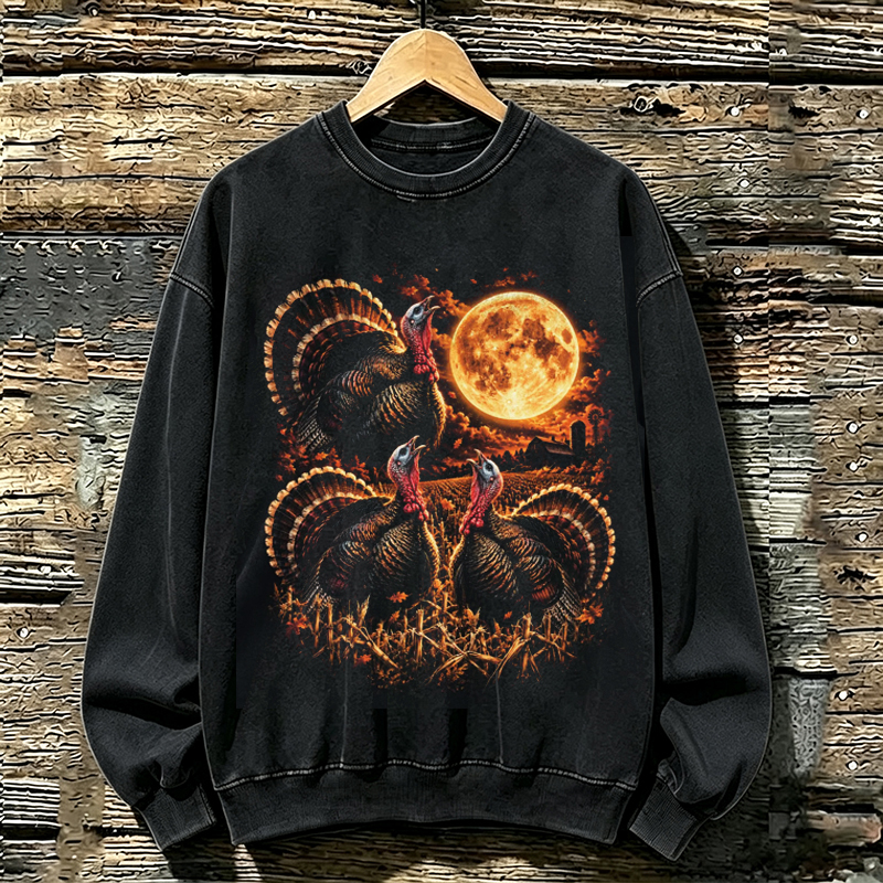 Three Turkeys Moon Sweatshirt