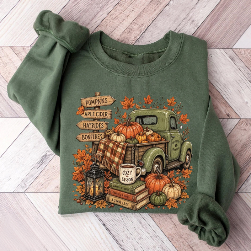 Vintage Fall Pumpkin Truck Sweatshirt