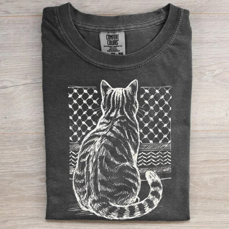 Keffiyeh Cat Free Palestine T-shirt
