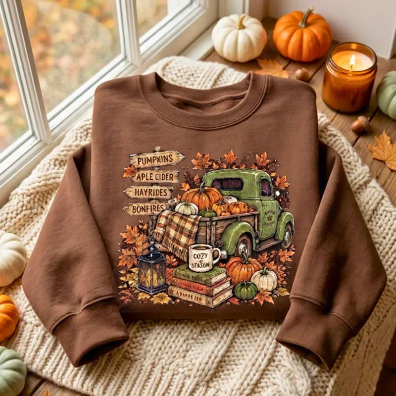 Vintage Fall Pumpkin Truck Sweatshirt